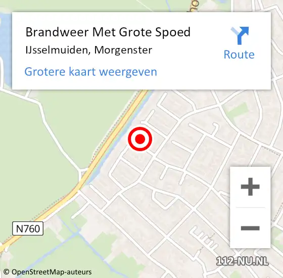 Locatie op kaart van de 112 melding: Brandweer Met Grote Spoed Naar IJsselmuiden, Morgenster op 11 oktober 2014 18:38