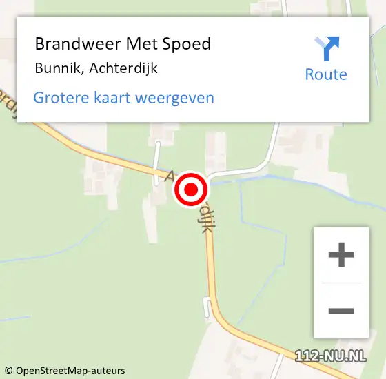 Locatie op kaart van de 112 melding: Brandweer Met Spoed Naar Bunnik, Achterdijk op 11 oktober 2014 18:39