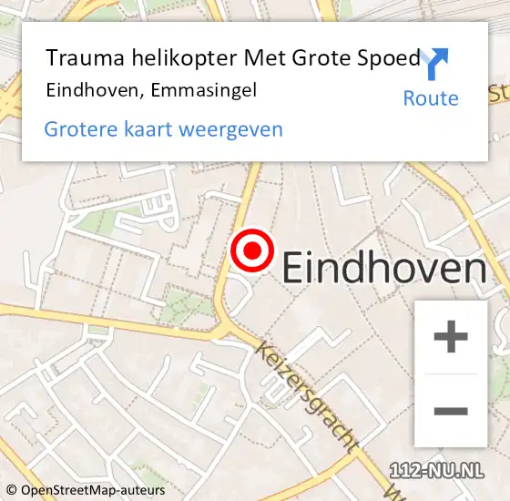 Locatie op kaart van de 112 melding: Trauma helikopter Met Grote Spoed Naar Eindhoven, Emmasingel op 3 juli 2024 20:51