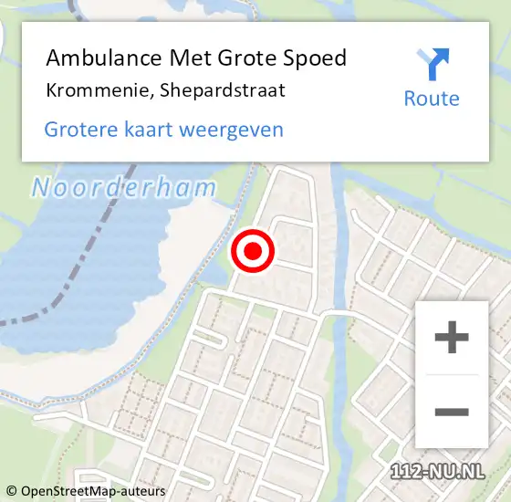 Locatie op kaart van de 112 melding: Ambulance Met Grote Spoed Naar Krommenie, Shepardstraat op 3 juli 2024 20:56