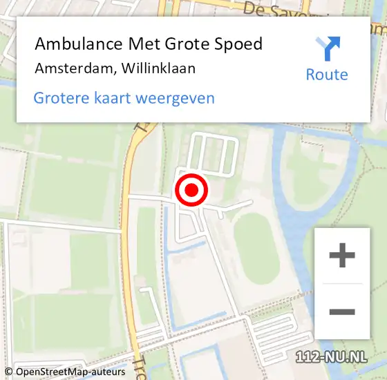 Locatie op kaart van de 112 melding: Ambulance Met Grote Spoed Naar Amsterdam, Willinklaan op 3 juli 2024 21:14