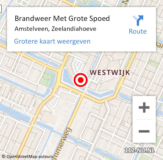 Locatie op kaart van de 112 melding: Brandweer Met Grote Spoed Naar Amstelveen, Zeelandiahoeve op 3 juli 2024 21:17