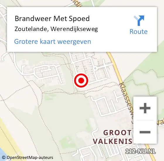 Locatie op kaart van de 112 melding: Brandweer Met Spoed Naar Zoutelande, Werendijkseweg op 3 juli 2024 21:23