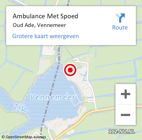 Locatie op kaart van de 112 melding: Ambulance Met Spoed Naar Oud Ade, Vennemeer op 3 juli 2024 21:26