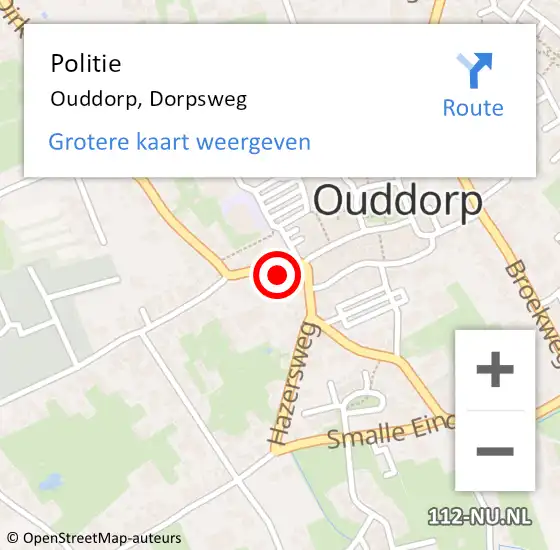 Locatie op kaart van de 112 melding: Politie Ouddorp, Dorpsweg op 3 juli 2024 21:35