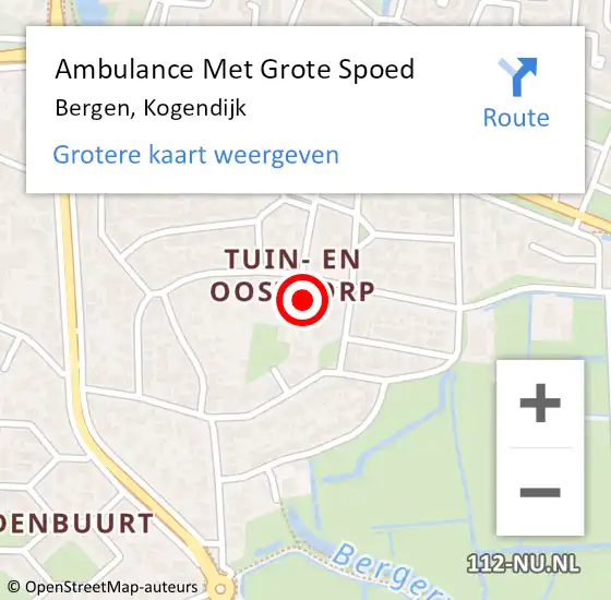 Locatie op kaart van de 112 melding: Ambulance Met Grote Spoed Naar Bergen, Kogendijk op 3 juli 2024 21:37