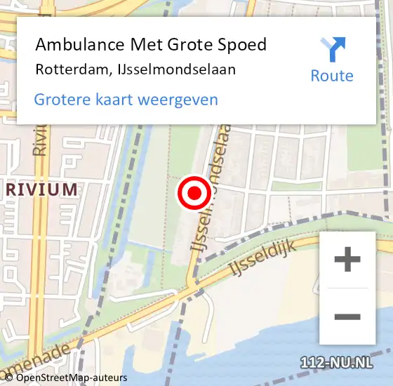 Locatie op kaart van de 112 melding: Ambulance Met Grote Spoed Naar Rotterdam, IJsselmondselaan op 3 juli 2024 22:12