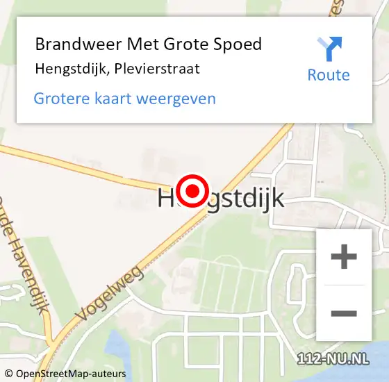 Locatie op kaart van de 112 melding: Brandweer Met Grote Spoed Naar Hengstdijk, Plevierstraat op 3 juli 2024 22:19