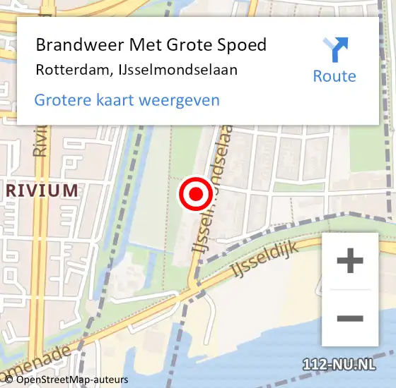 Locatie op kaart van de 112 melding: Brandweer Met Grote Spoed Naar Rotterdam, IJsselmondselaan op 3 juli 2024 22:21