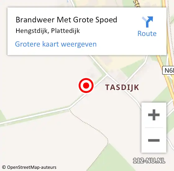 Locatie op kaart van de 112 melding: Brandweer Met Grote Spoed Naar Hengstdijk, Plattedijk op 3 juli 2024 22:31