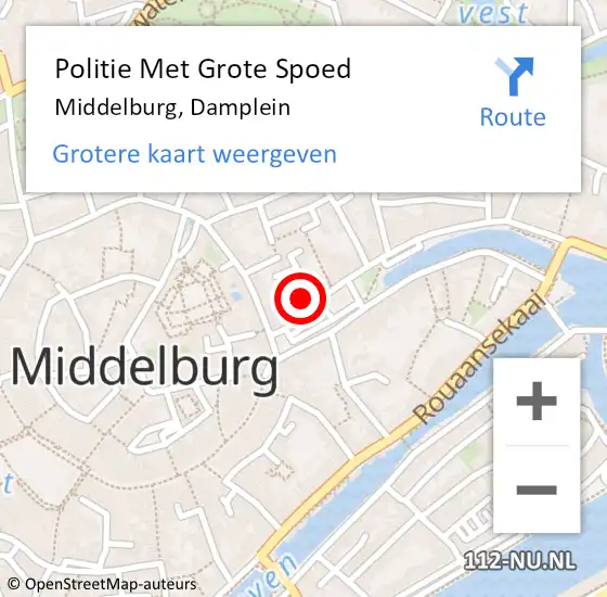 Locatie op kaart van de 112 melding: Politie Met Grote Spoed Naar Middelburg, Damplein op 3 juli 2024 23:15