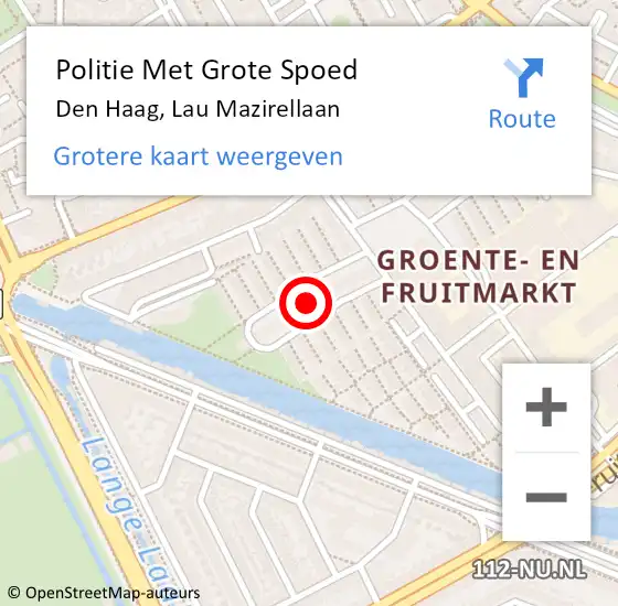 Locatie op kaart van de 112 melding: Politie Met Grote Spoed Naar Den Haag, Lau Mazirellaan op 3 juli 2024 23:16