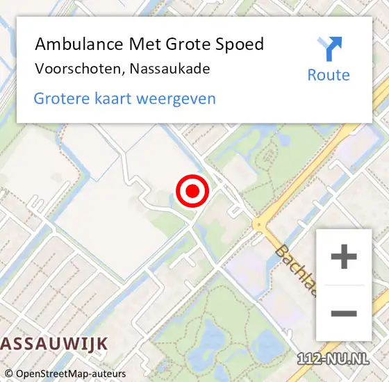 Locatie op kaart van de 112 melding: Ambulance Met Grote Spoed Naar Voorschoten, Nassaukade op 3 juli 2024 23:16