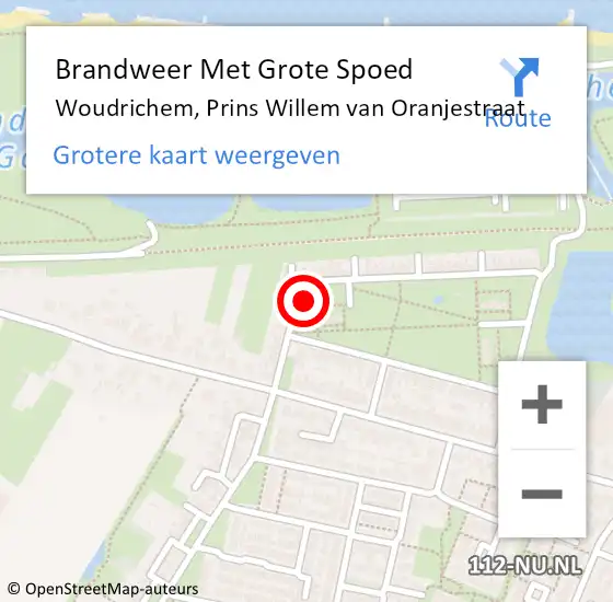 Locatie op kaart van de 112 melding: Brandweer Met Grote Spoed Naar Woudrichem, Prins Willem van Oranjestraat op 3 juli 2024 23:35