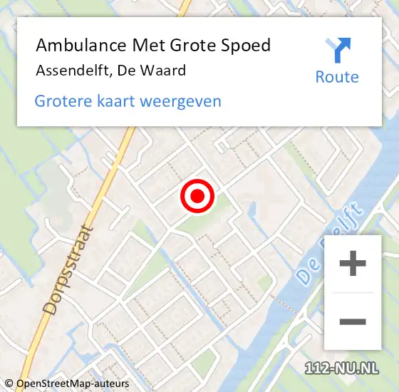 Locatie op kaart van de 112 melding: Ambulance Met Grote Spoed Naar Assendelft, De Waard op 3 juli 2024 23:41