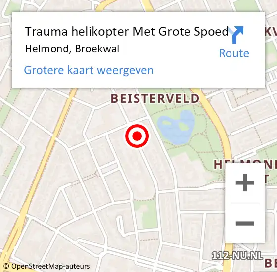 Locatie op kaart van de 112 melding: Trauma helikopter Met Grote Spoed Naar Helmond, Broekwal op 3 juli 2024 23:45