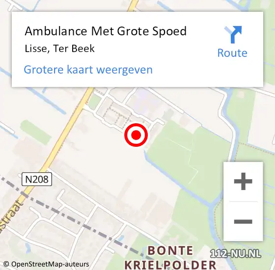 Locatie op kaart van de 112 melding: Ambulance Met Grote Spoed Naar Lisse, Ter Beek op 3 juli 2024 23:46