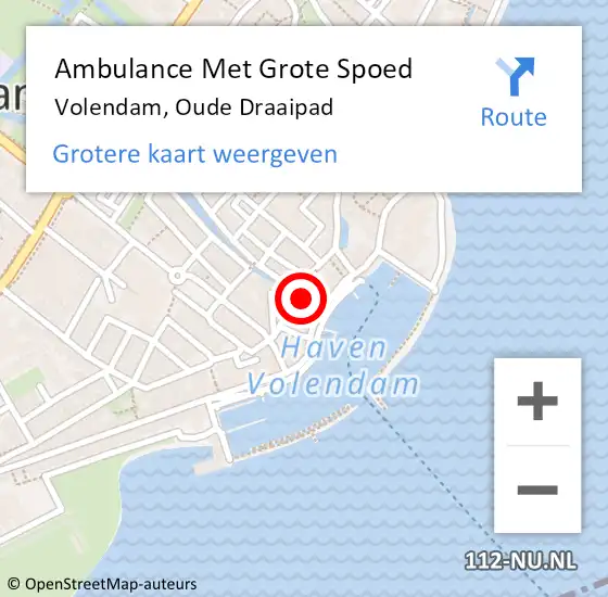 Locatie op kaart van de 112 melding: Ambulance Met Grote Spoed Naar Volendam, Oude Draaipad op 3 juli 2024 23:50