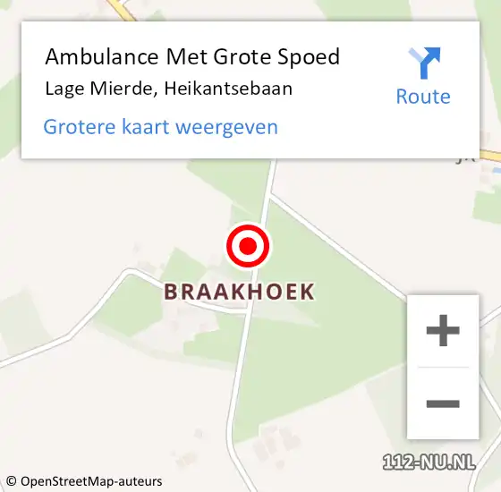 Locatie op kaart van de 112 melding: Ambulance Met Grote Spoed Naar Lage Mierde, Heikantsebaan op 11 oktober 2014 19:03