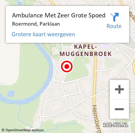 Locatie op kaart van de 112 melding: Ambulance Met Zeer Grote Spoed Naar Roermond, Parklaan op 4 juli 2024 00:55