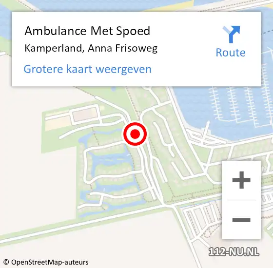 Locatie op kaart van de 112 melding: Ambulance Met Spoed Naar Kamperland, Anna Frisoweg op 11 oktober 2014 19:05