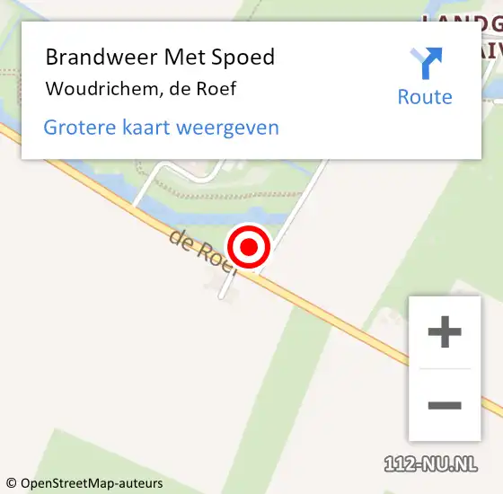 Locatie op kaart van de 112 melding: Brandweer Met Spoed Naar Woudrichem, de Roef op 4 juli 2024 01:44