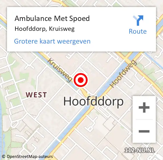 Locatie op kaart van de 112 melding: Ambulance Met Spoed Naar Hoofddorp, Kruisweg op 4 juli 2024 02:08