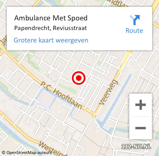 Locatie op kaart van de 112 melding: Ambulance Met Spoed Naar Papendrecht, Reviusstraat op 4 juli 2024 02:34