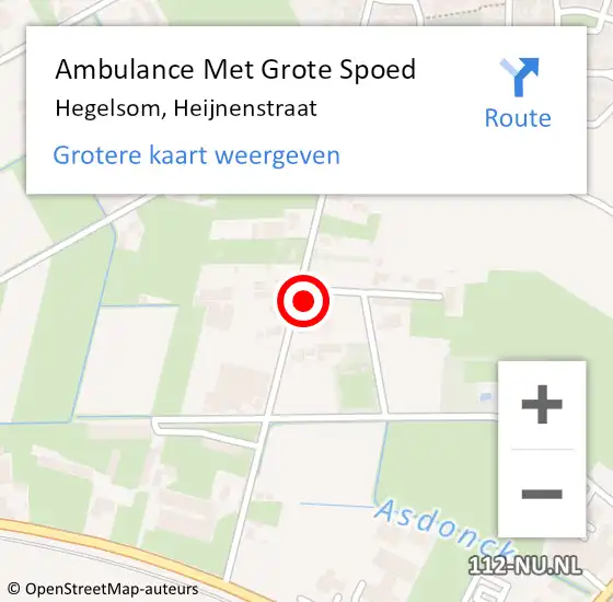 Locatie op kaart van de 112 melding: Ambulance Met Grote Spoed Naar Hegelsom, Heijnenstraat op 11 oktober 2014 19:13