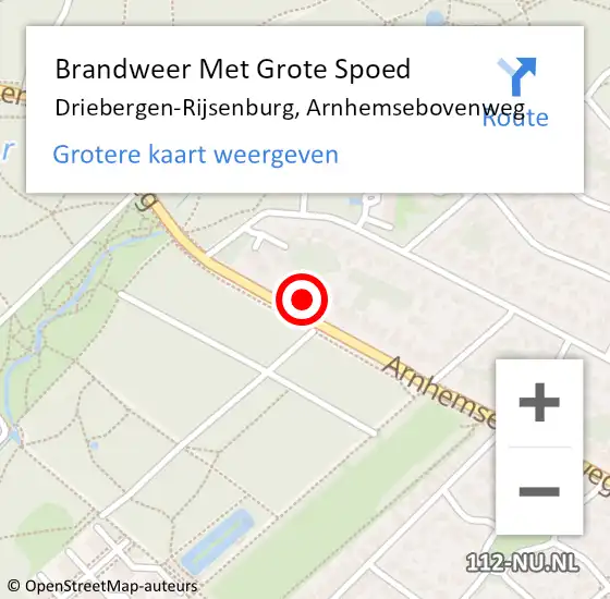 Locatie op kaart van de 112 melding: Brandweer Met Grote Spoed Naar Driebergen-Rijsenburg, Arnhemsebovenweg op 4 juli 2024 03:03