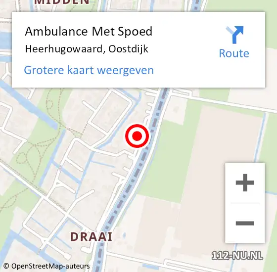 Locatie op kaart van de 112 melding: Ambulance Met Spoed Naar Heerhugowaard, Oostdijk op 4 juli 2024 03:44