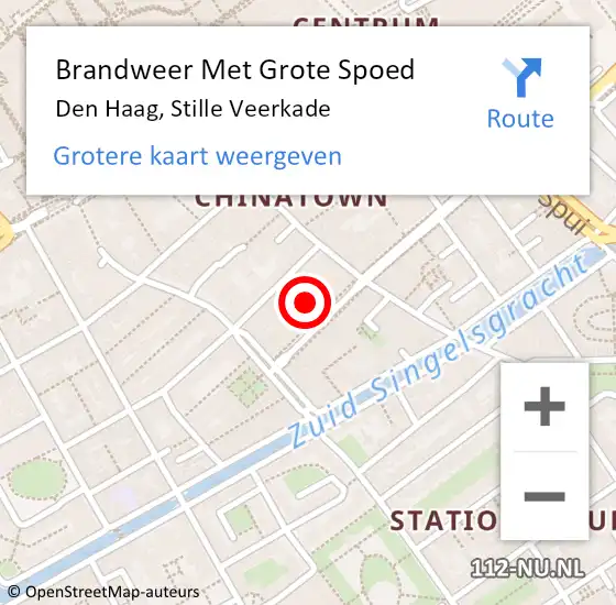 Locatie op kaart van de 112 melding: Brandweer Met Grote Spoed Naar Den Haag, Stille Veerkade op 4 juli 2024 03:55