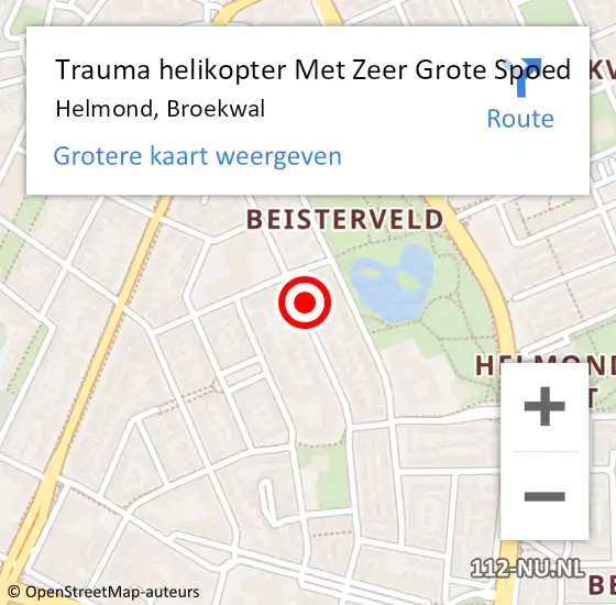 Locatie op kaart van de 112 melding: Trauma helikopter Met Zeer Grote Spoed Naar Helmond, Broekwal op 4 juli 2024 04:35