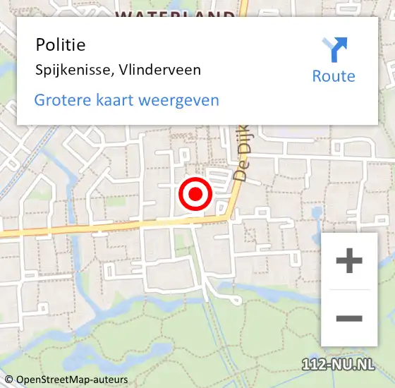 Locatie op kaart van de 112 melding: Politie Spijkenisse, Vlinderveen op 4 juli 2024 05:00