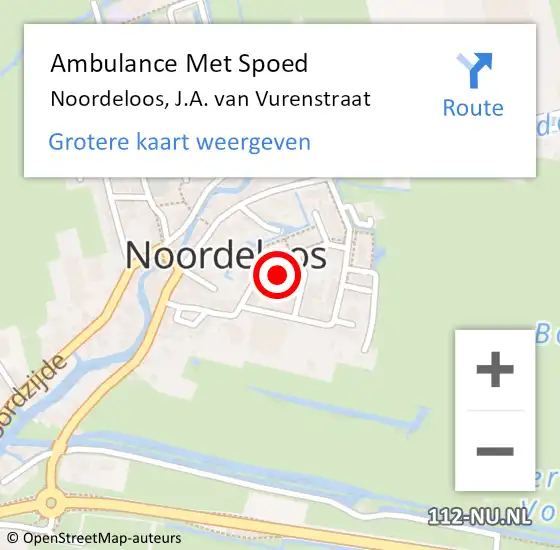 Locatie op kaart van de 112 melding: Ambulance Met Spoed Naar Noordeloos, J.A. van Vurenstraat op 4 juli 2024 05:19