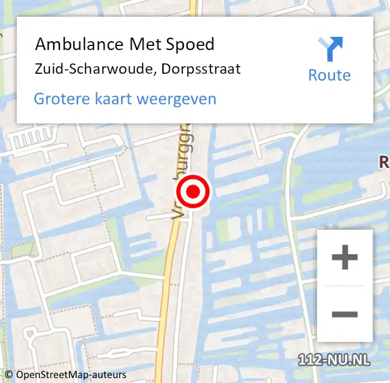 Locatie op kaart van de 112 melding: Ambulance Met Spoed Naar Zuid-Scharwoude, Dorpsstraat op 4 juli 2024 06:06