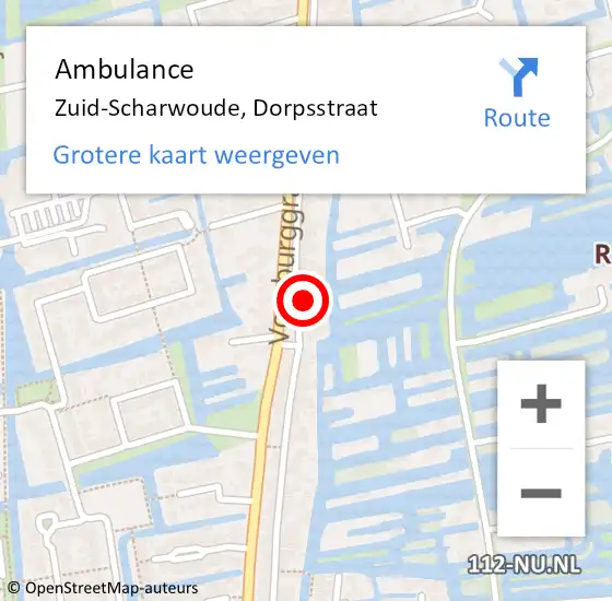 Locatie op kaart van de 112 melding: Ambulance Zuid-Scharwoude, Dorpsstraat op 4 juli 2024 06:07