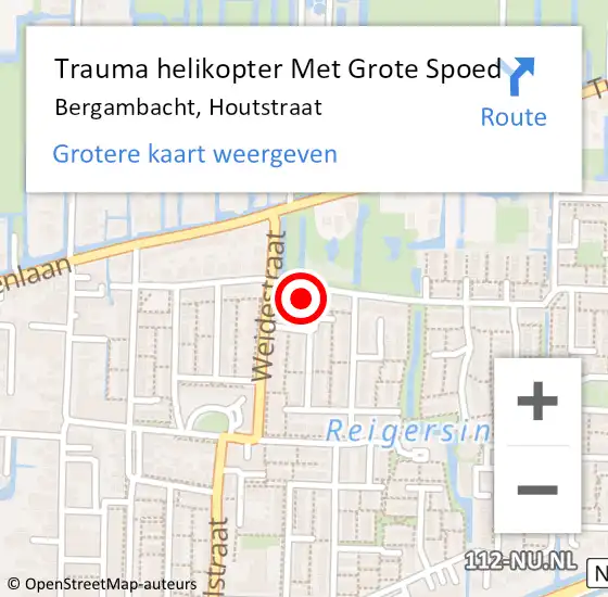 Locatie op kaart van de 112 melding: Trauma helikopter Met Grote Spoed Naar Bergambacht, Houtstraat op 4 juli 2024 06:22