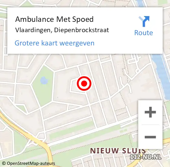 Locatie op kaart van de 112 melding: Ambulance Met Spoed Naar Vlaardingen, Diepenbrockstraat op 4 juli 2024 07:05