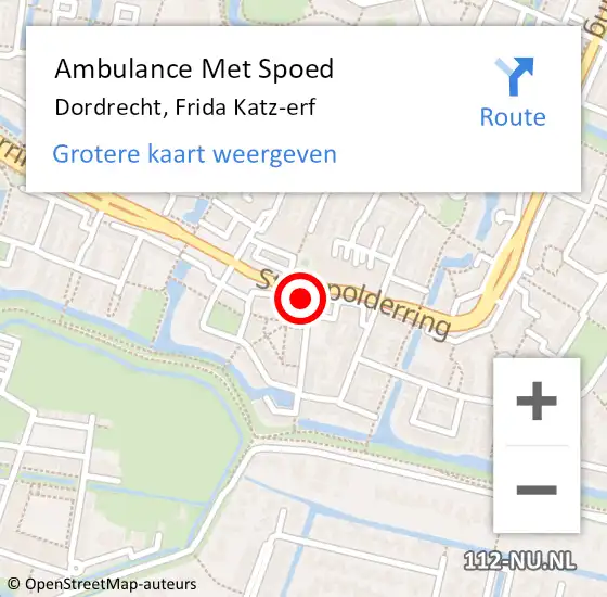 Locatie op kaart van de 112 melding: Ambulance Met Spoed Naar Dordrecht, Frida Katz-erf op 4 juli 2024 07:53