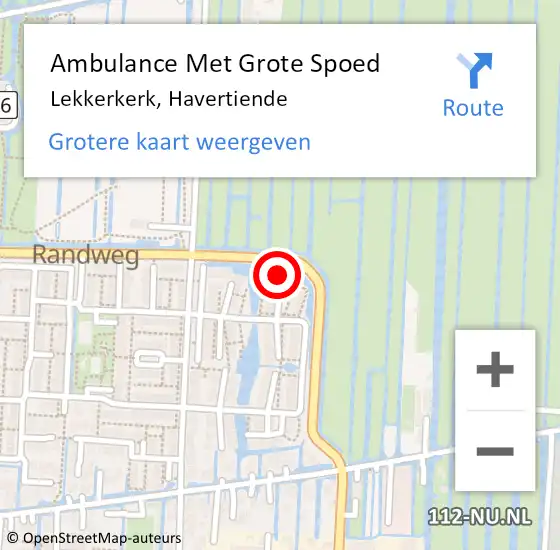 Locatie op kaart van de 112 melding: Ambulance Met Grote Spoed Naar Lekkerkerk, Havertiende op 4 juli 2024 08:08