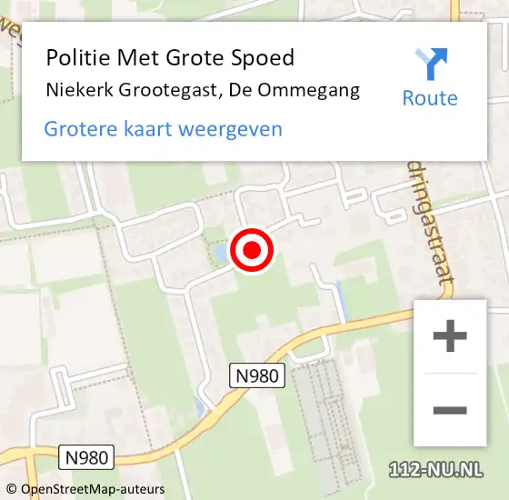 Locatie op kaart van de 112 melding: Politie Met Grote Spoed Naar Niekerk Grootegast, De Ommegang op 4 juli 2024 08:25