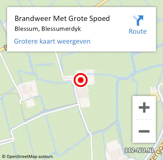 Locatie op kaart van de 112 melding: Brandweer Met Grote Spoed Naar Blessum, Blessumerdyk op 4 juli 2024 08:26