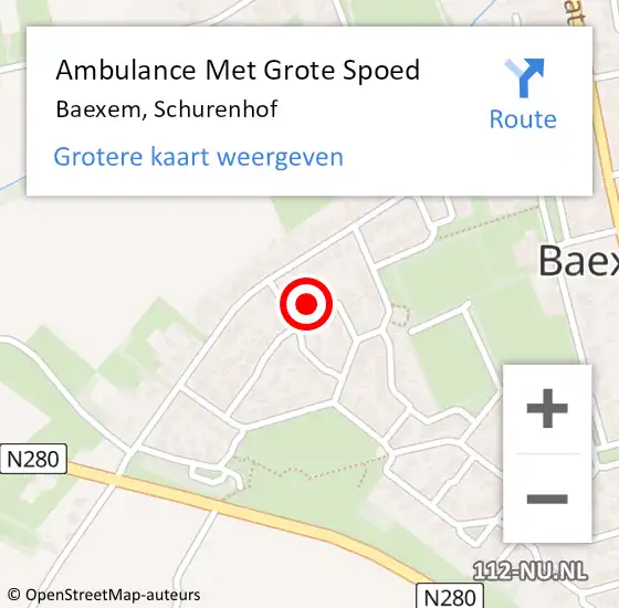 Locatie op kaart van de 112 melding: Ambulance Met Grote Spoed Naar Baexem, Schurenhof op 4 juli 2024 08:31