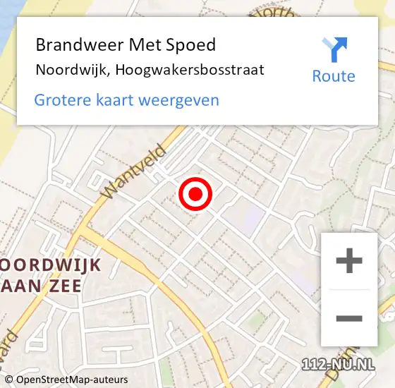 Locatie op kaart van de 112 melding: Brandweer Met Spoed Naar Noordwijk, Hoogwakersbosstraat op 4 juli 2024 08:33