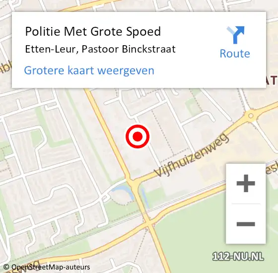 Locatie op kaart van de 112 melding: Politie Met Grote Spoed Naar Etten-Leur, Pastoor Binckstraat op 4 juli 2024 08:39