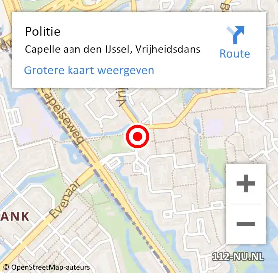 Locatie op kaart van de 112 melding: Politie Capelle aan den IJssel, Vrijheidsdans op 4 juli 2024 08:40