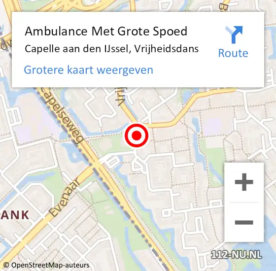 Locatie op kaart van de 112 melding: Ambulance Met Grote Spoed Naar Capelle aan den IJssel, Vrijheidsdans op 4 juli 2024 08:42