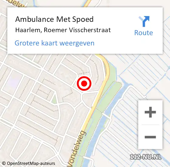 Locatie op kaart van de 112 melding: Ambulance Met Spoed Naar Haarlem, Roemer Visscherstraat op 4 juli 2024 08:46