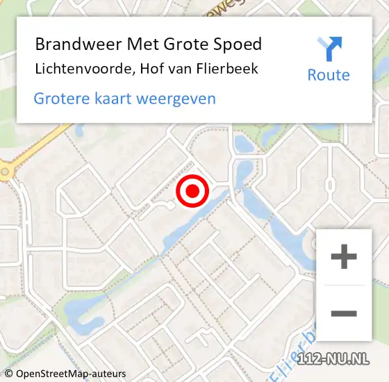 Locatie op kaart van de 112 melding: Brandweer Met Grote Spoed Naar Lichtenvoorde, Hof van Flierbeek op 4 juli 2024 08:59